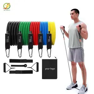 Chest Expander Fitness Resistance Band Tube Resistance Band 300Lbs Handle Grip 4 Tube Resistance Band