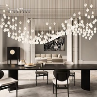 Luminaire design en céramique pétale tulipe décoratif restaurant suspension villa moderne escalier rotatif lumière long lustre