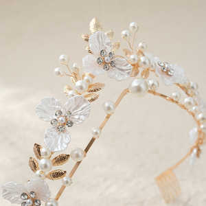 Nouvelle <span class=keywords><strong>Couronne</strong></span> de <span class=keywords><strong>Cheveux</strong></span> Élégante en Strass Rétro, Fleurs, Perles Argentées Double Couche et Feuilles – Accessoire Capillaire Tendance - Product Image 3