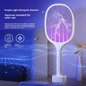 2-in-1 Electric Mosquito Swatter with <b>Charging</b> Base UV Purple Light Mosquito Trap Plastic Rechargeable Fly Killer for Indoor Out - Product Image 1