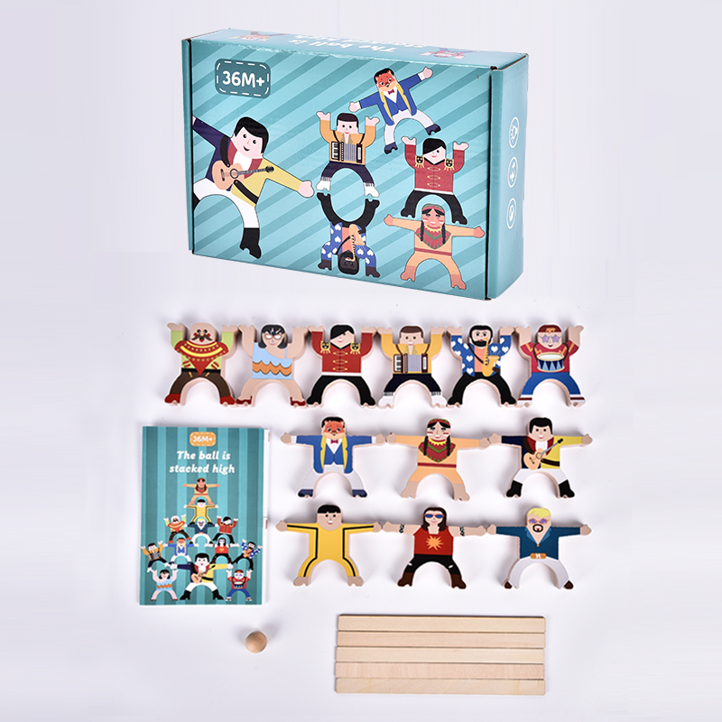 Hercules Игровой баланс, высокие строительные блоки, многослойный деревянный Красочный Милый мультяшный человек, пазл для ручного баланса