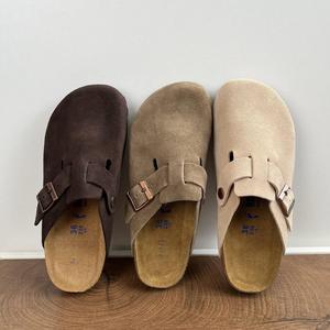 Mules personnalisées Birken en cuir véritable et daim, semelle en liège avec soutien de la voûte plantaire, pour femmes et hommes – Meilleures ventes en Europe 2026 - Product Image 1