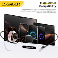 Chargeur rapide USB Type C 65W Essager ES-CD60 PPS 3 ports rétractables PD 65W pour téléphone portable, ordinateur portable, Lenovo, Dell