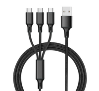 Câble de téléphone portable magnétique 3-en-1 à charge rapide 2,8A, blindage en cuivre pur tressé, compatible imprimante, pour iPhone