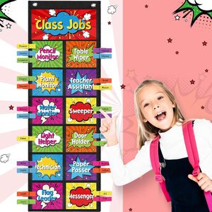Tableau de postes de classe avec cartes, pinces et crochets pour les aides en classe, les assistants d'enseignants et les rôles des élèves - Product Image 5
