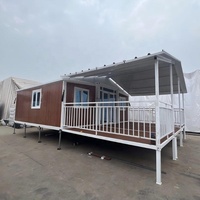 Maison conteneur modulaire préfabriquée pliable avec terrasse sur le toit, balcon couvert, véranda extérieure, 20ft 40ft