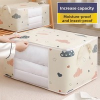 Sac de rangement en non-tissé grande capacité, anti-poussière, multi-usages, motif dessin animé mignon, pour vêtements, couvertures, déménagement et emballage