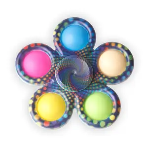 Spinners de dedo estampados em cores UV para música, bolha de cor aleatória, giradores para aliviar o estresse, pacote com 10 unidades