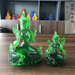 2023 الراقية الراتنج الزجاج نحت على شكل بوذا 21 سنتيمتر الأخضر تارا بادا المنزل مكتب ديكور محظوظ حلية الأزرق بوذا بوذا تمثال - Product Image 6
