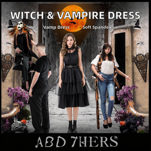 Costume de sorcière vampire pour femme adulte, robe en gaze noire avec matière en spandex, costume de jeu - Product Image 2