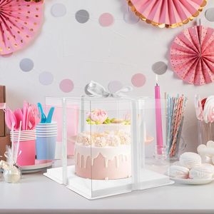 Wholesale Tall Transparent Plastic clear <b>Cake</b> Packaging <b>Box</b> square <b>Wedding</b> Pop Bakery <b>Cake</b> Display <b>Box</b> - Product Image 3