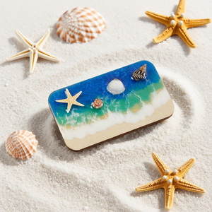 Imán de Resina para Refrigerador con Decoración de Estrella de Mar y Concha, Imán <span class=keywords><strong>3D</strong></span> con Escena Oceánica para Cocina, Armario y Decoración de Puertas Metálicas - Product Image 1