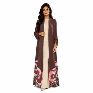Nouvelle Collection <span class=keywords><strong>de</strong></span> Vêtements Mixtes en Gros pour Femmes Grandes Tailles : Cardigan Long Décontracté à Motifs Floraux Plissé Miyake, Style Abaya Modeste - Product Image 2
