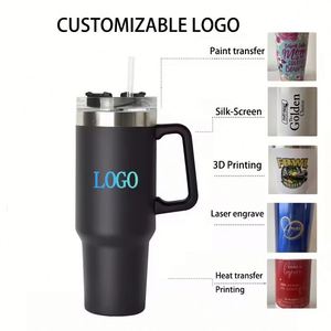 Mug isotherme personnalisé en acier inoxydable 30oz 40oz avec couvercle à paille et poignée - Product Image 2
