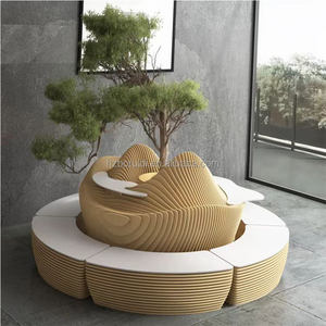 Chaises en <span class=keywords><strong>bois</strong></span> massif de forme unique personnalisées paramétriques pour la zone d'attente du hall de l'hôtel avec canapé de banch en tranche de dossier - Product Image 4