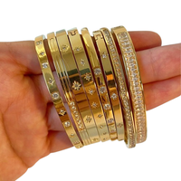 Bracelet manchette en acier inoxydable plaqué or 18 carats avec zircon et diamant, style rétro européen et américain, tendance Instagram