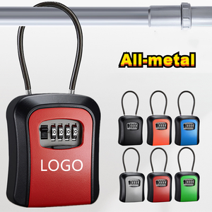 Coffre-fort de voyage extérieur/intérieur sécurisé en métal avec serrure à combinaison suspendue, code à 4 chiffres, serrure électronique à clé, rouge, noir, gris, LOGO - Product Image 2