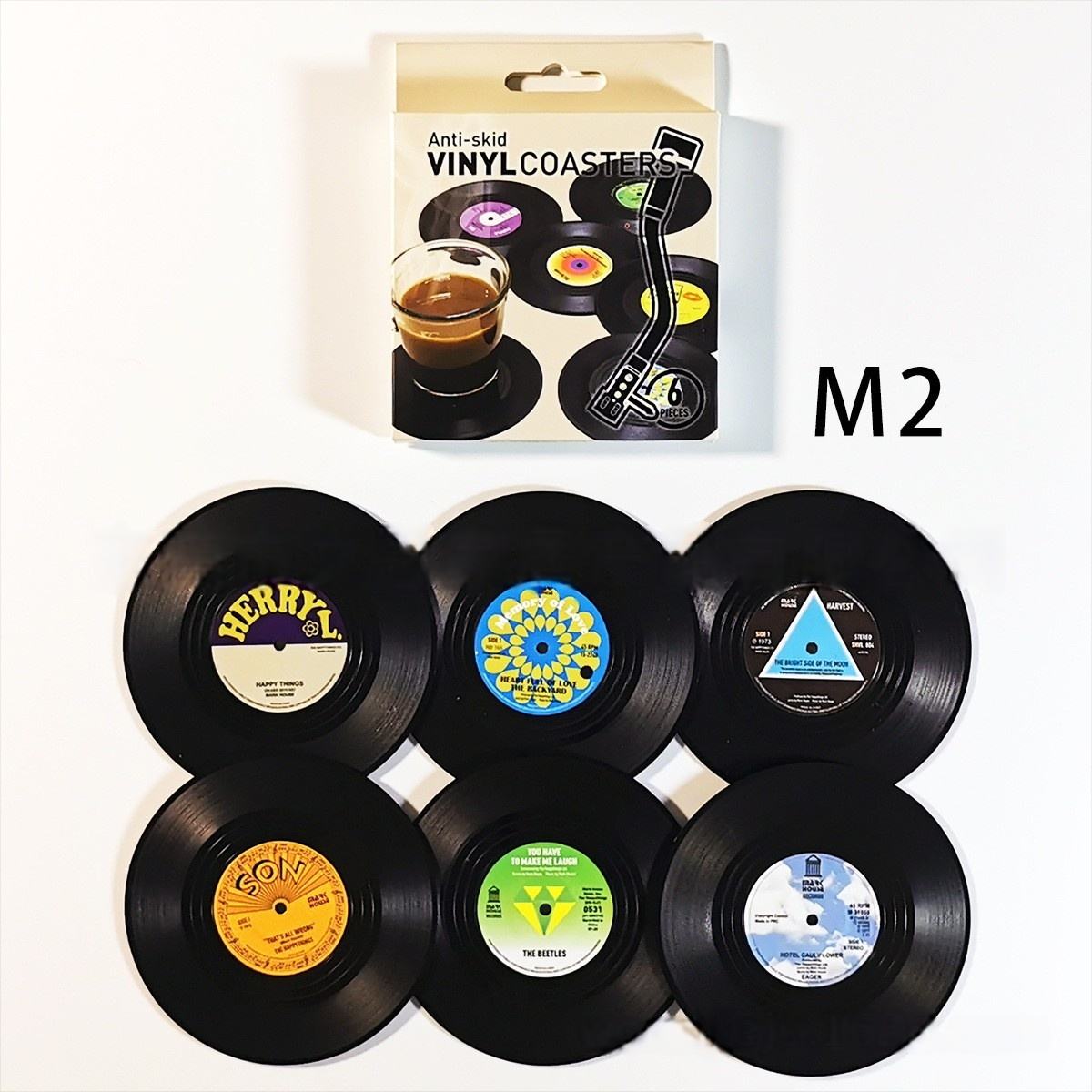 Black 6 pcs set ABS CD Coaster