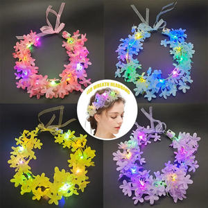 Guirlande lumineuse LED en forme de couronne de fleurs, serre-tête LED Hawaïen, couronne florale, accessoires pour anniversaire, mariage et fête - Product Image 1