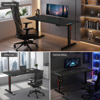 Bureau de travail ergonomique AOR, bureau de jeu intelligent à réglage électrique avec mémoire, table de jeu E-sports avec éclairage RGB Armor