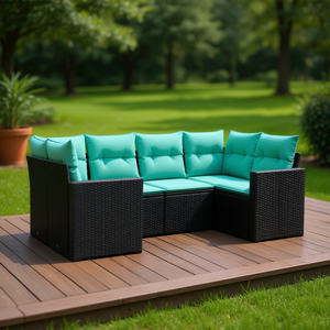 Modular Black PE <b>Rattan</b> Garden <b>Sofa</b> Set Elegant Outdoor Furniture 6 Seater Garden Set - Product Image 2