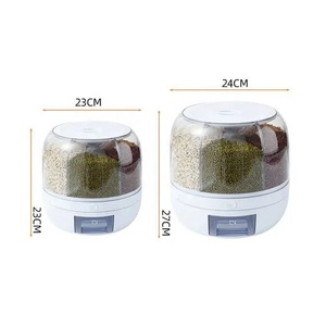 Household 360-Degree Rice Dispenser <b>Kitchen</b> Moisture-Proof 6-Grid Rotating Food Grain Cereal <b>Storage</b> <b>Box</b> Container Dispenser - Product Image 3