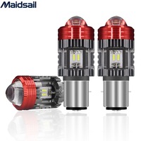 Faro Delantero para Motocicleta Súper Brillante de 12V 80V, Bombilla Bicolor Blanca y Amarilla de 20W con Lente, Luz Alta y Baja de 1900mm