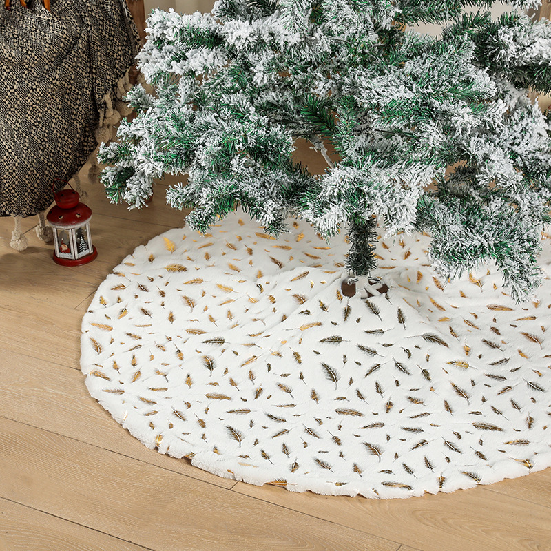 Wholesale Christmas Tree Skirt 47.2 inches Large Snowy White Feather Xmas Tree Skirt for Christmas Decorations Indoor Outdoor