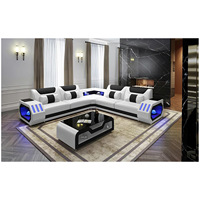 Canapé d'affaires de style européen pour les grandes pièces, LED, cuir véritable de qualité supérieure, canapé multifonctionnel