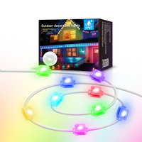Luces LED RGB Inteligentes de 15M con Pixel Soft Light Permanentes, Resistentes al Agua IP67 para Exteriores, Control por Aplicación, Regulables, Decorativas para Aleros de Casa