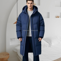 Manteau Épais d'Hiver à Capuche Softshell Zippé Personnalisé OEM en Duvet 90% Long pour Homme, Doudoune Bulle d'Extérieur pour l'Hiver