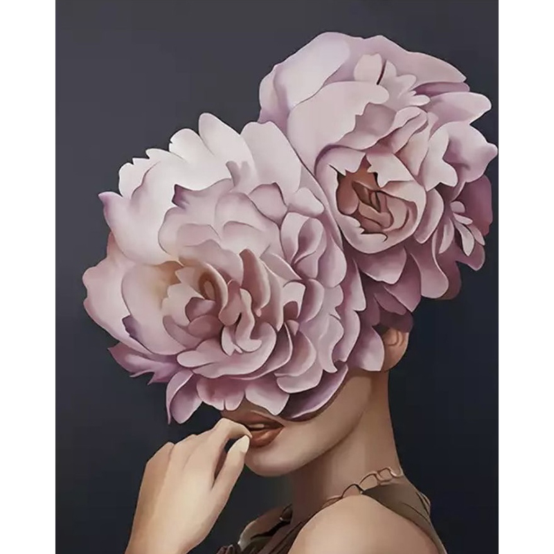 Dame avec tête de fleur-Noir Rose
