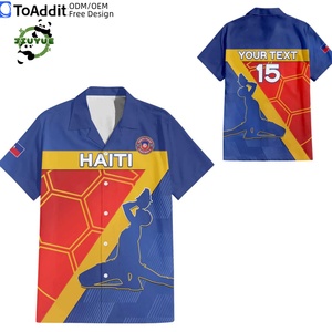 Chemise Hawaïenne Unisexe à Boutons, Nouvelle Collection, Qualité Supérieure, Motif <span class=keywords><strong>Drapeau</strong></span> Polynésien d'Haïti 2026, Style Football, Vente en Gros, Idéale Plage - Product Image 5