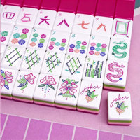 Jeu de tuiles de mahjong américain personnalisé en acrylique rouge rose de luxe, tuiles de Mahjong pour soirée de jeu en famille, fête, voyage, cadeau