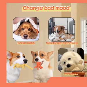 Juguete de cuerda para perros, juguetes interactivos para masticar para entrenamiento de masticadores agresivos, animales lindos de peluche, juguetes para perros - Product Image 2