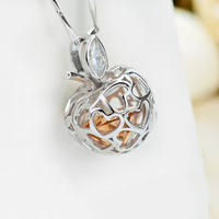 925 Silber Modeschmuck Bernstein Zirkon Apfel förmige Medaillon Anhänger