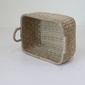 Rectangular Seagrass storage <b>baskets</b> <b>With</b> <b>Handle</b> Bohemian Rustic Vietnam Seagrass <b>Baskets</b> For Sale - Product Image 3