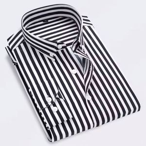 Men's Business Casual <b>Dress</b> Shirts Stand Collar Long Sleeve Iron-free Anti-wrinkle Slim Fit Breathable Spring Striped - Product Image 4