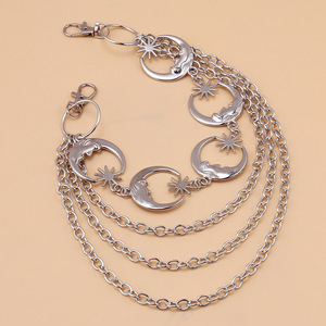 Cadena corporal geométrica de varias capas Yuelyueli Moon, cadena de cintura de aleación de zinc estilo punk para mujer, uso diario. - Product Image 4
