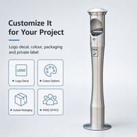 Cendrier extérieur autoportant en acier inoxydable, cendrier verrouillable pour mégots, borne de collecte pour hôtels, bureaux et espaces publics