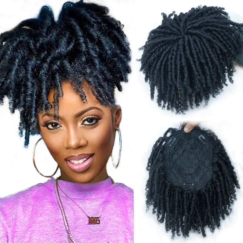 Black Synthetic Wig Patch African Dirty Braid High-Temperature Fiber Wig Piece Half Head Cover