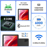 Nouvelle tablette mini S10 Wi-Fi 10,1 pouces HD Android 14 2025, appareil de divertissement en libre-service, 6 Go pour l'enregistrement à l'hôtel