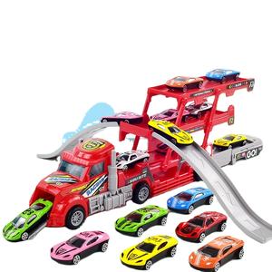 Camión contenedor plegable de 3 capas, pista deslizante, camión de eyección de coche orbital con coche de carreras fundido a presión, pista de monopatín, <span class=keywords><strong>juguete</strong></span> de estacionamiento - Product Image 1