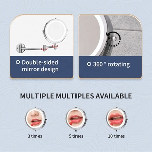 Khách sạn double side linh hoạt <span class=keywords><strong>LED</strong></span> ánh sáng treo tường trang điểm gương phòng tắm 8 inch <span class=keywords><strong>Magnifier</strong></span> 10x gương - Product Image 3