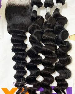 批发柬埔寨角质层对齐头发供应商处女生巴西人发束宽松深波秘鲁头发编织 - Product Image 3