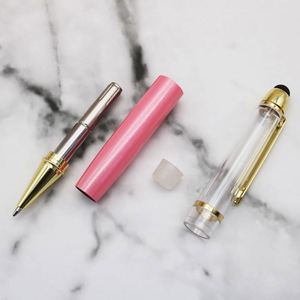 Empty Tube Diy Pens Marble <b>Glitter</b> Metal Ballpoint Pen With Plastic Crystal for Writing Compatible School Office Supply Gift - Product Image 4