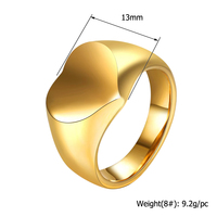 Hochwertiger vergoldeter leerer Fingerring Minimalisti scher Edelstahl-Herz-Siegelring-Schmuck