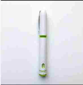 Stylo jetable 10mg avec petite fenêtre, design vert et blanc - Product Image 3