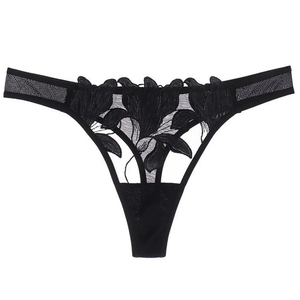 Culotte string sexy en dentelle florale taille mi-haute pour femme, sous-vêtement tricoté - Product Image 5