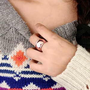 Bague en cuivre à face large, unisexe, en or, simple, pour l'index, bijou cadeau - Product Image 4